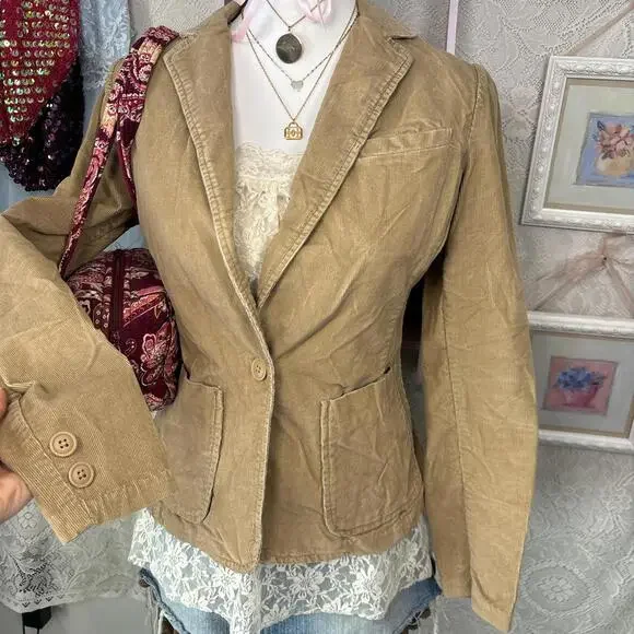 y2k corduroy‎ fitted button up jacket - Picture 3 of 5